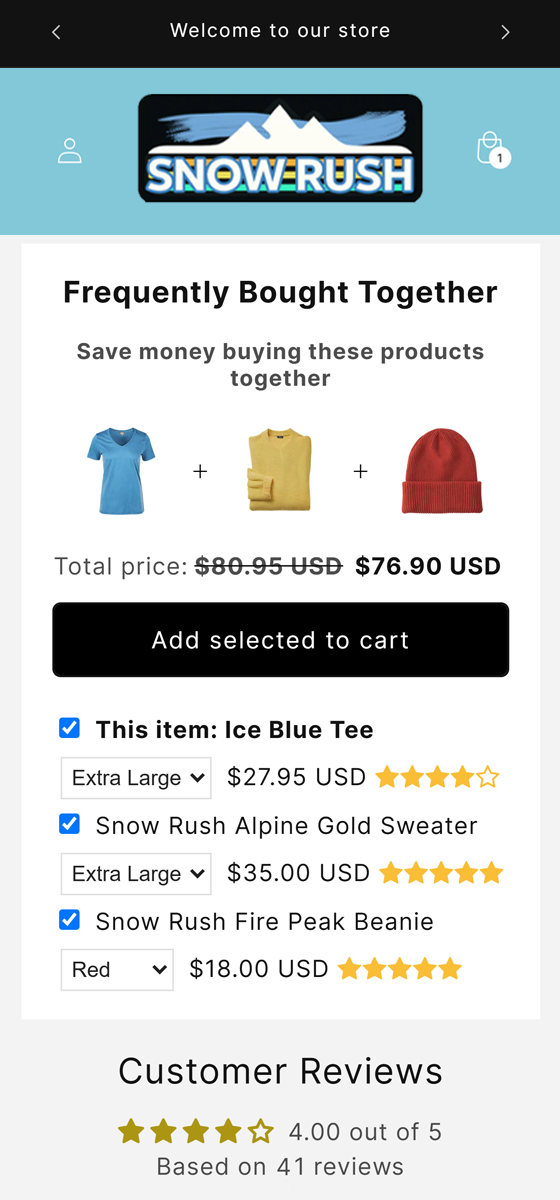 One-click product bundles feature